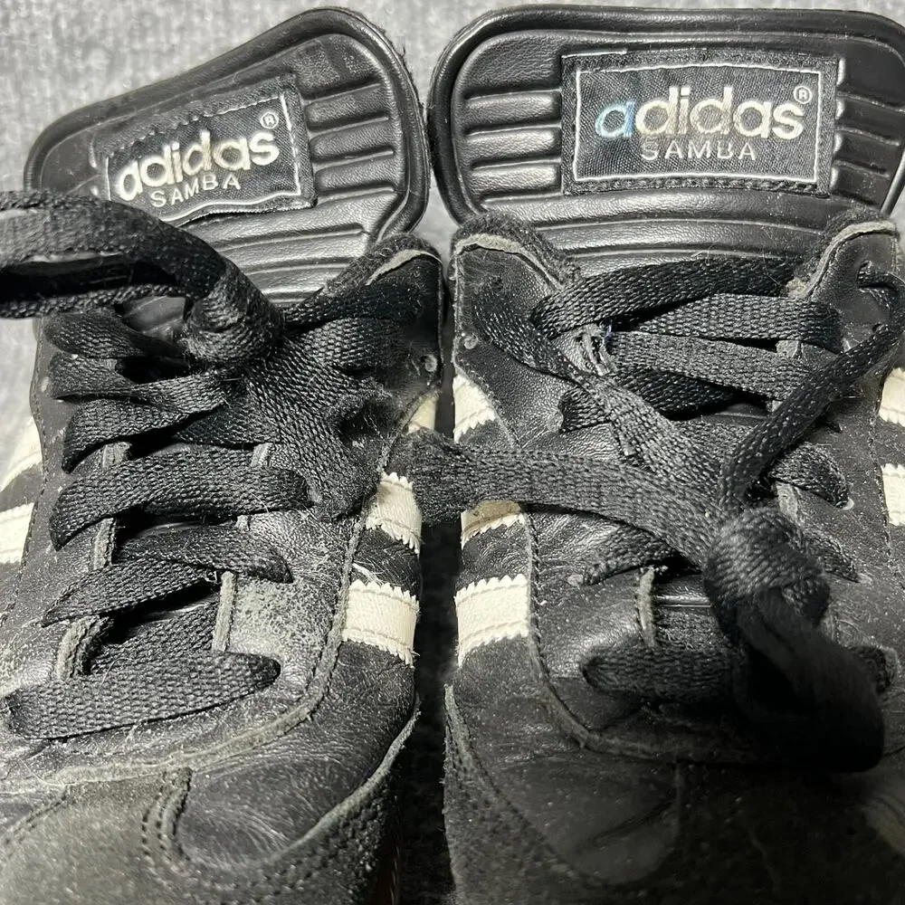 Adidas Samba Sneakers Mens US 5.5 Black Leather Low Top Lace Up Casual Shoes - Picture 4 of 11